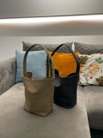 Medium Norr Leather Bucket Tote Bag
