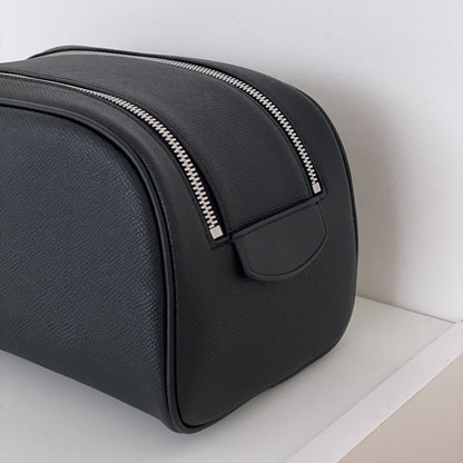 Double Zip Cowhide Leather Travel & Golf Clutch Bag