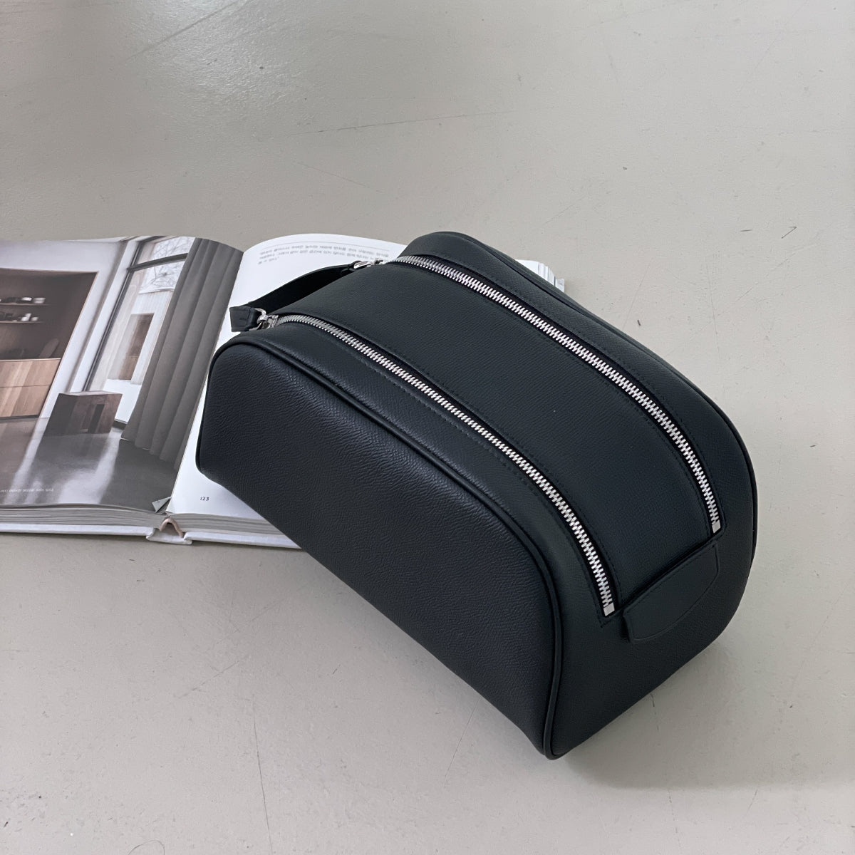 Double Zip Cowhide Leather Travel & Golf Clutch Bag