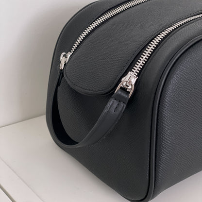 Double Zip Cowhide Leather Travel & Golf Clutch Bag