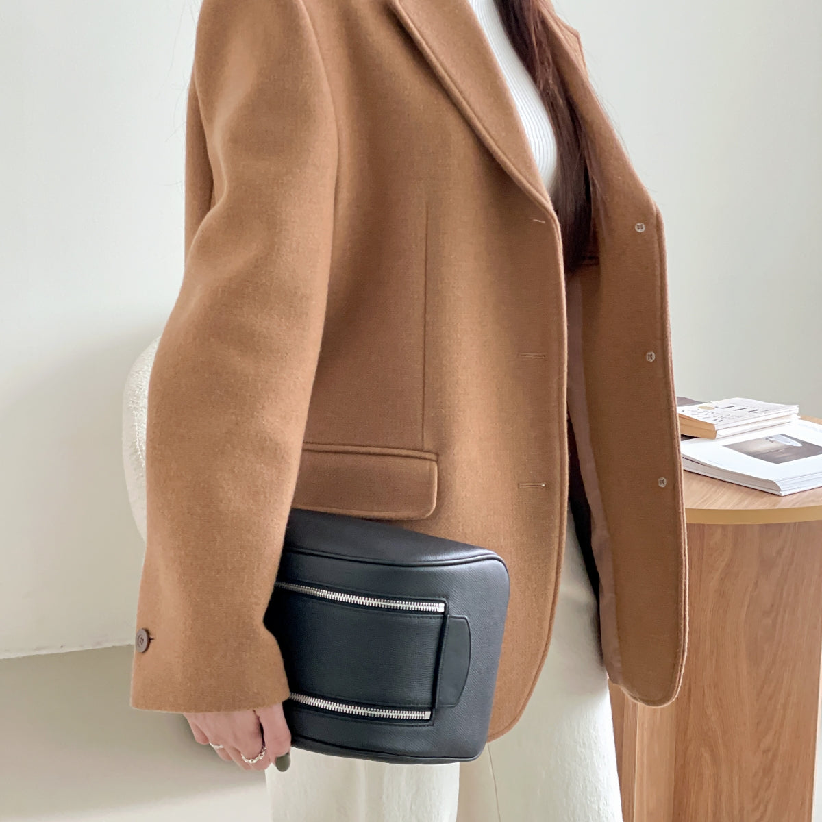 Double Zip Cowhide Leather Travel & Golf Clutch Bag