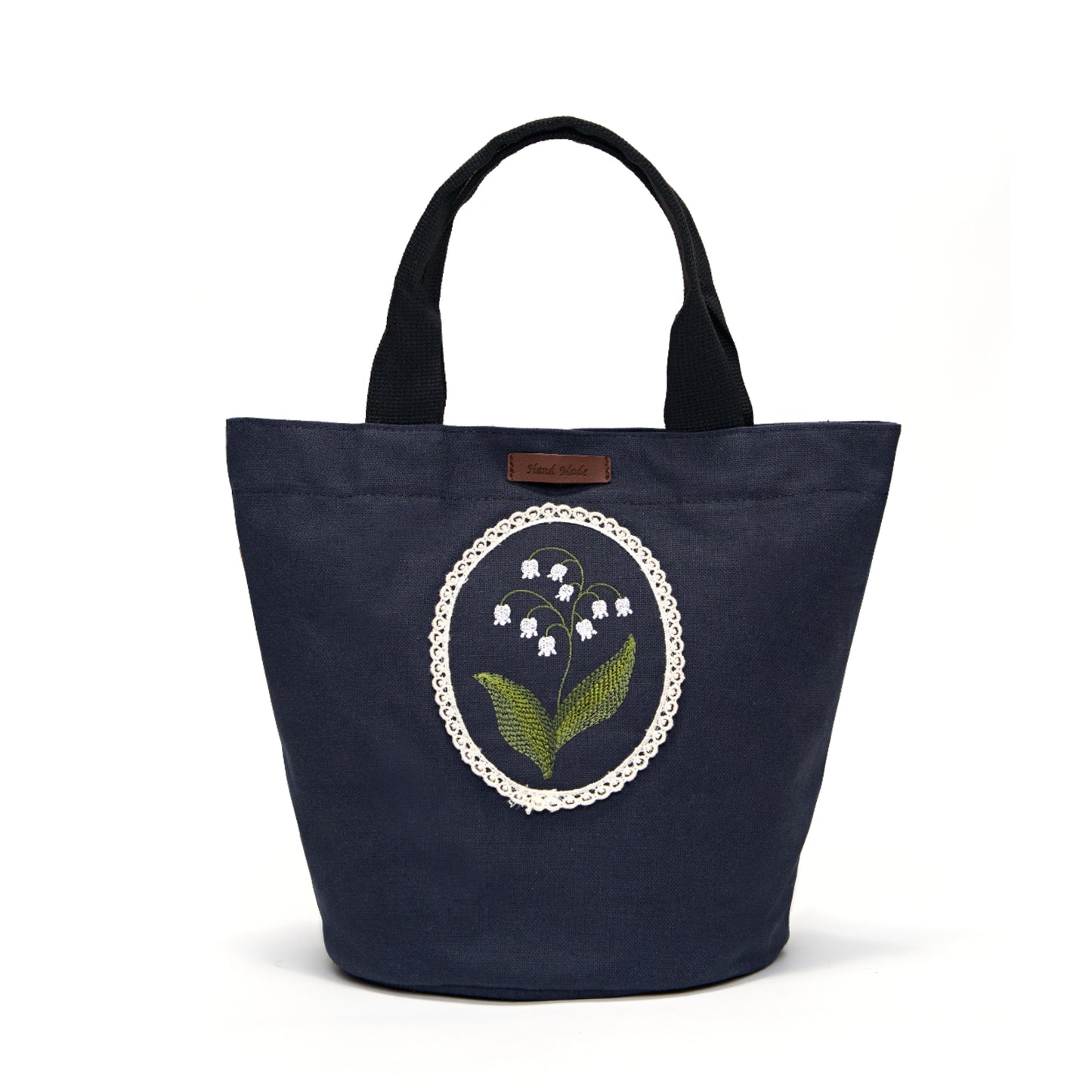 Lily Embroidery Tote Bag – Handmade Floral Canvas Bag Made in Korea
