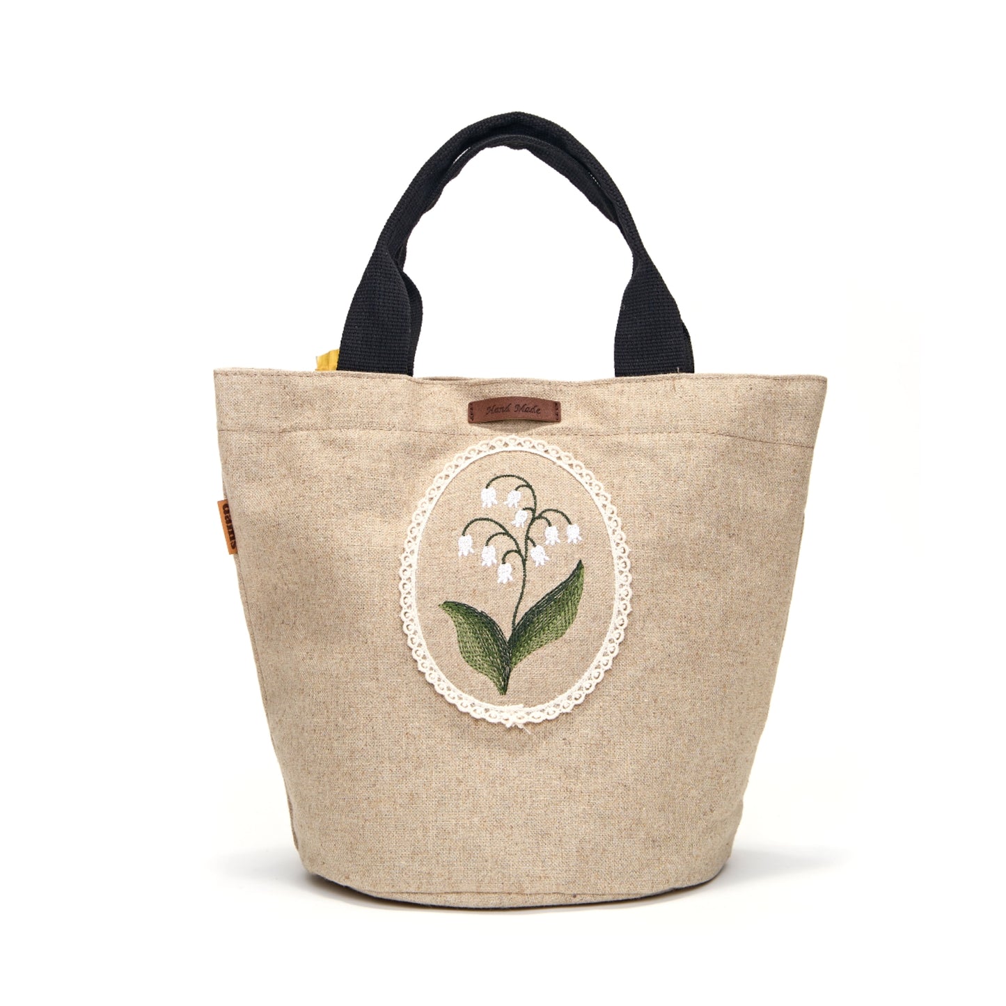 Lily Embroidery Tote Bag – Handmade Floral Canvas Bag Made in Korea