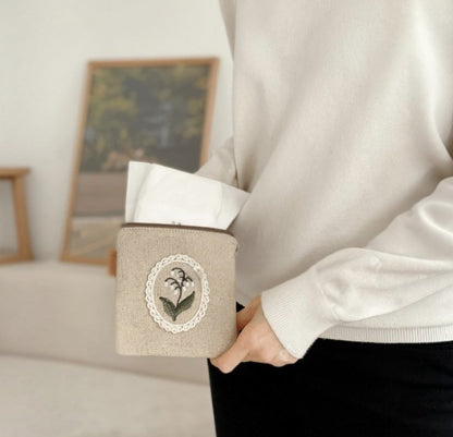 Lily Embroidery Mini Pouch