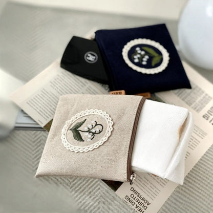 Lily Embroidery Mini Pouch