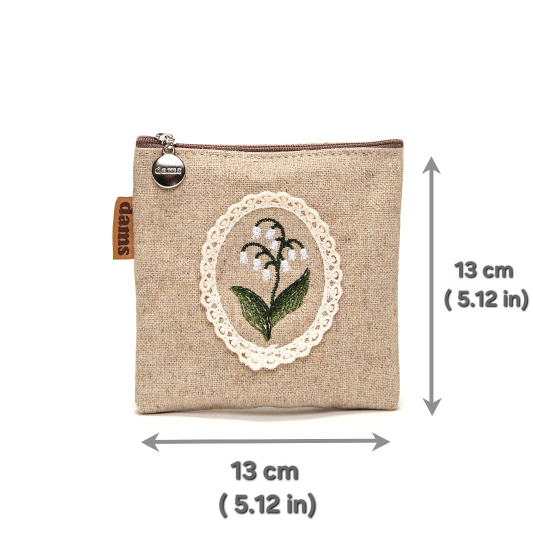 Lily Embroidery Mini Pouch