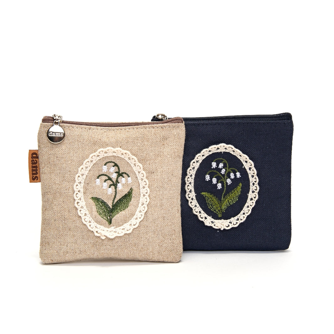 Lily Embroidery Mini Pouch