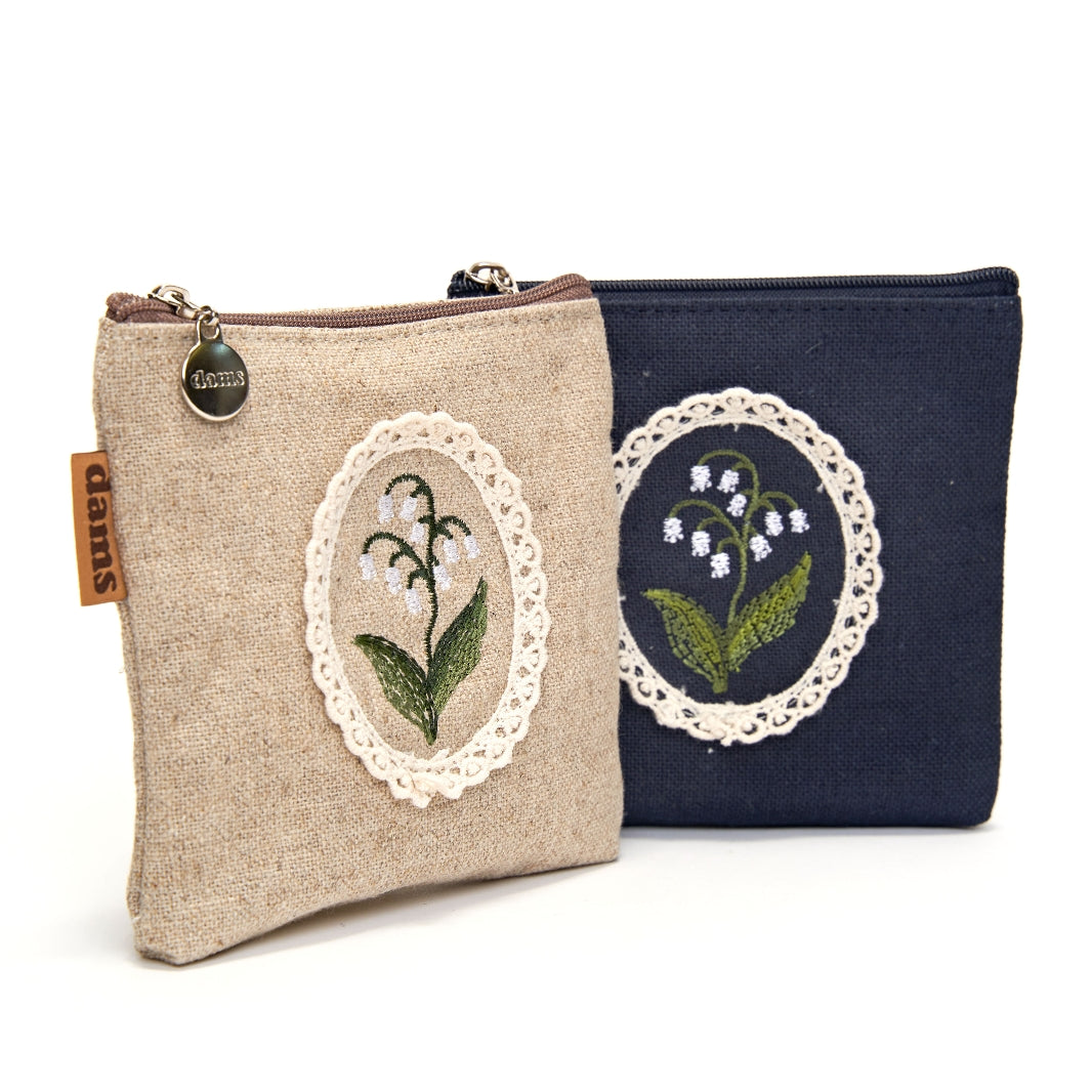 Lily Embroidery Mini Pouch
