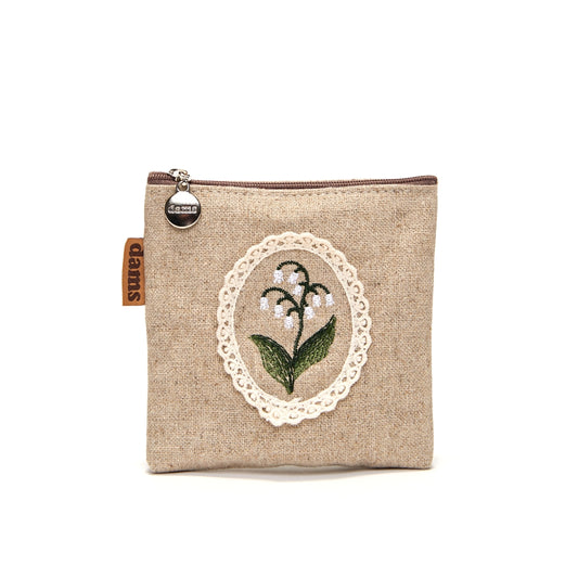 Lily Embroidery Mini Pouch