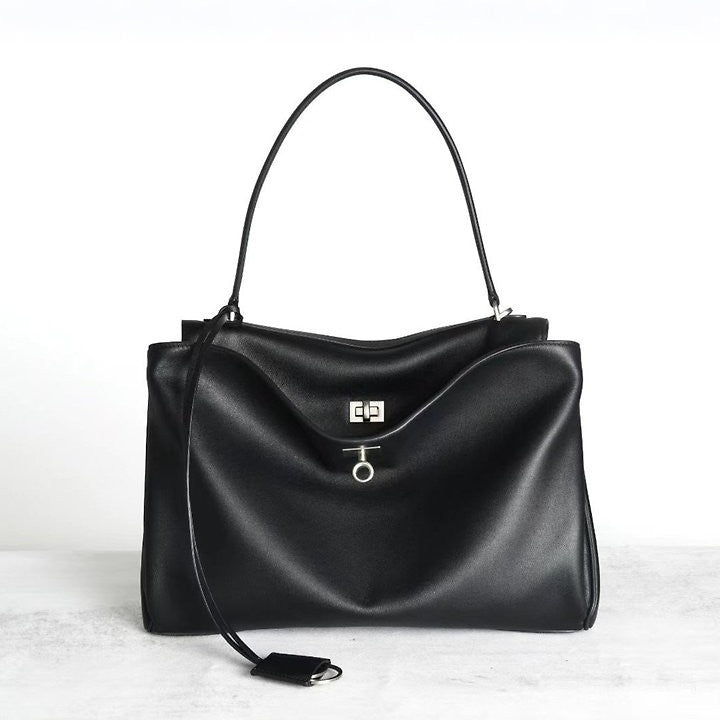 AVEN Drape Lock Leather Handbag