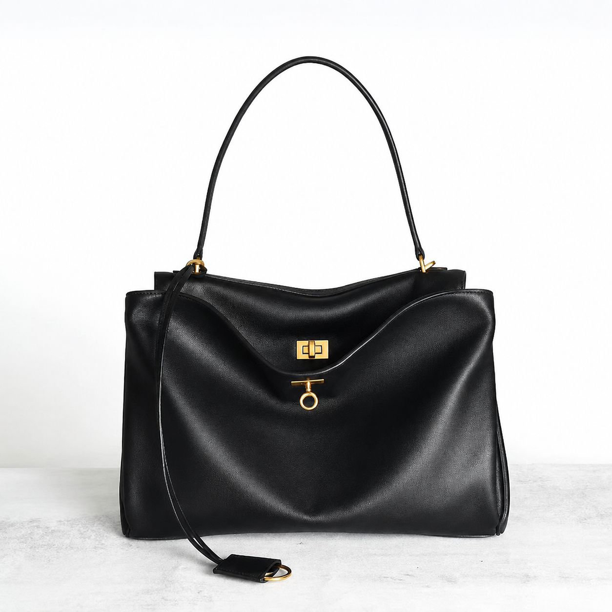 AVEN Drape Lock Leather Handbag
