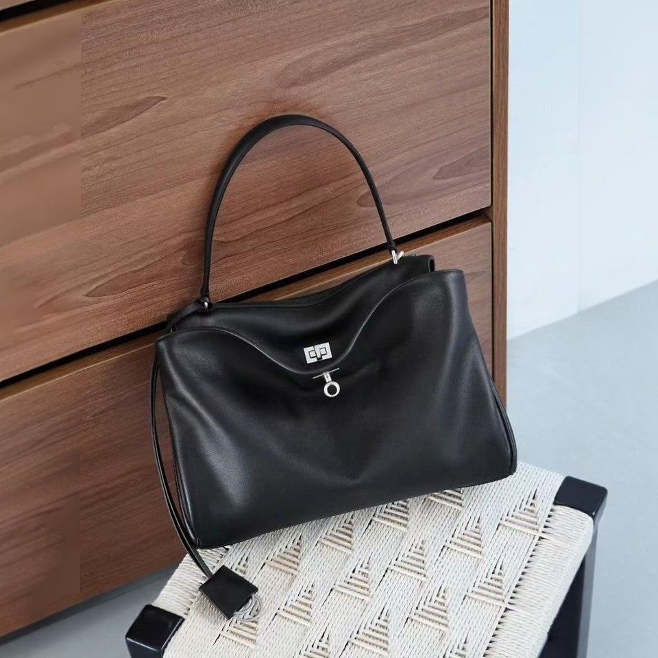 AVEN Drape Lock Leather Handbag