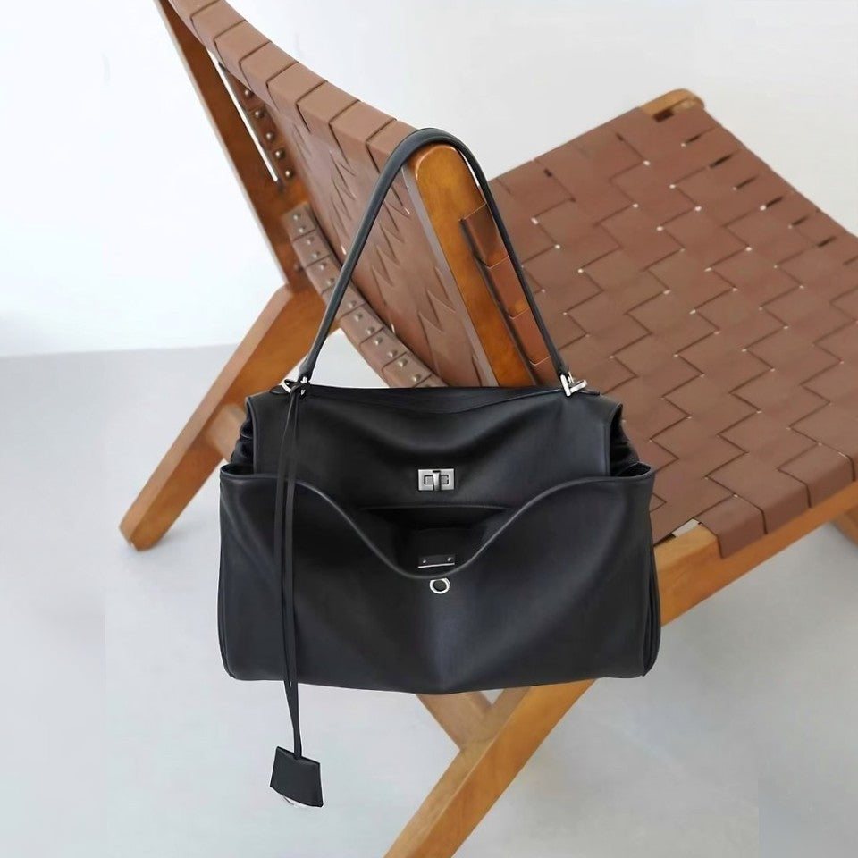 AVEN Drape Lock Leather Handbag