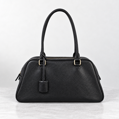 RENN Cowhide Leather Bowling Shoulder Bag