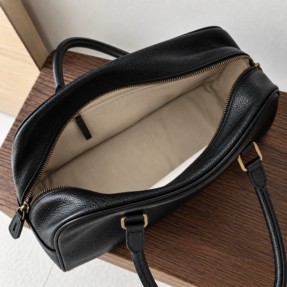 RENN Cowhide Leather Bowling Shoulder Bag