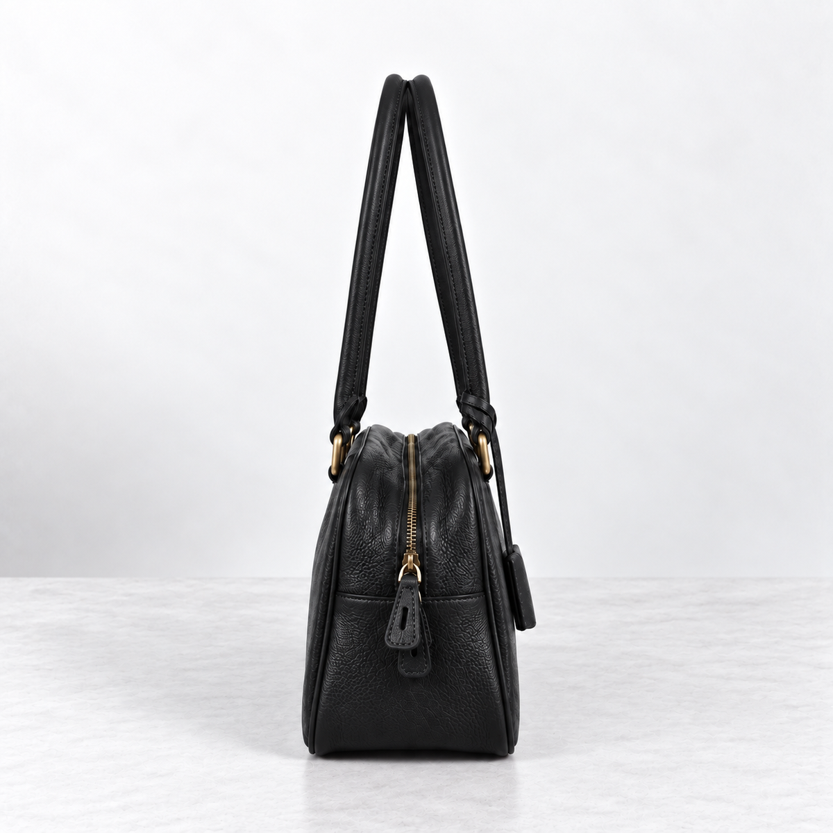 RENN Cowhide Leather Bowling Shoulder Bag