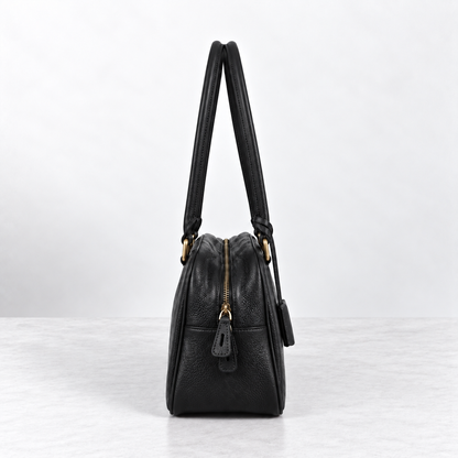 RENN Cowhide Leather Bowling Shoulder Bag
