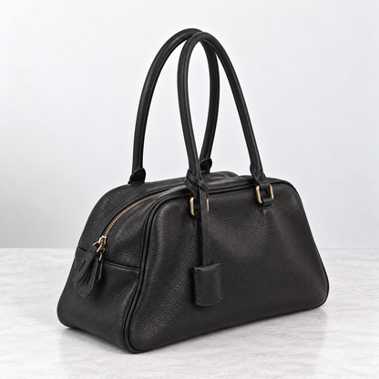 RENN Cowhide Leather Bowling Shoulder Bag