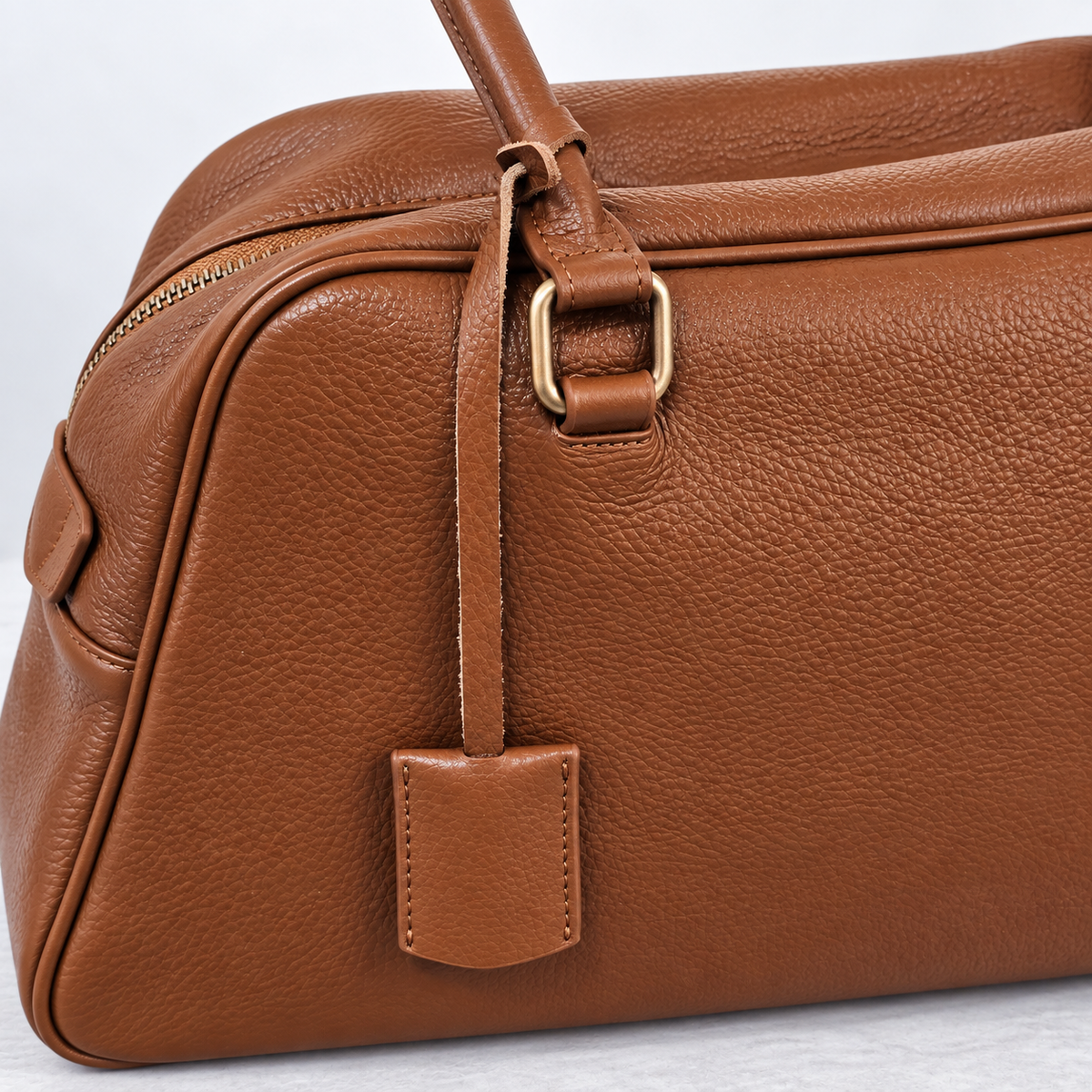 RENN Cowhide Leather Bowling Shoulder Bag