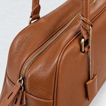 RENN Cowhide Leather Bowling Shoulder Bag