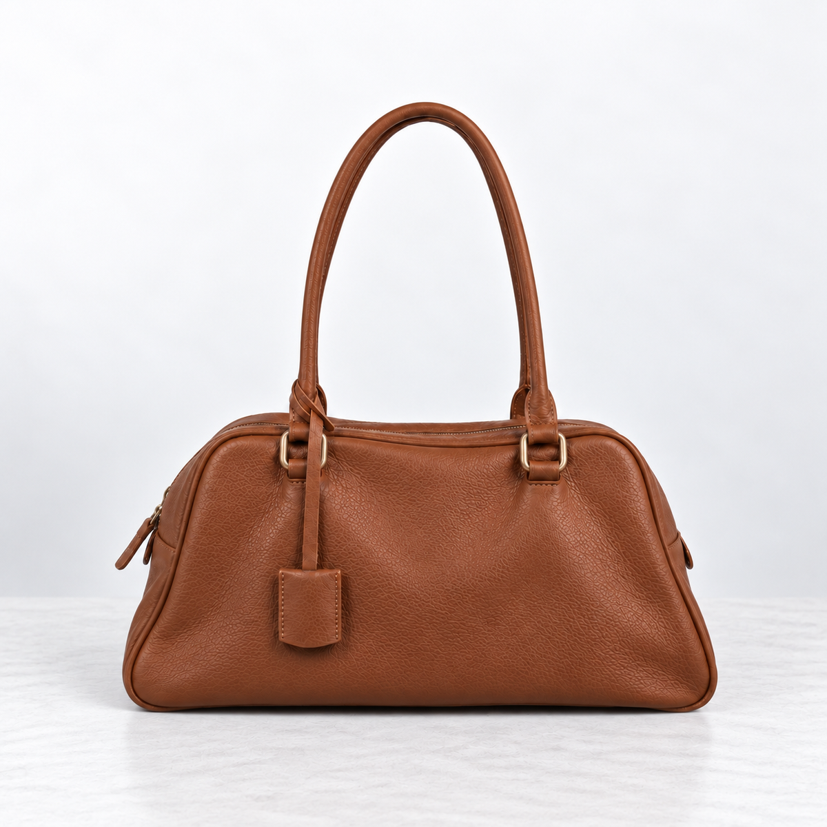 RENN Cowhide Leather Bowling Shoulder Bag