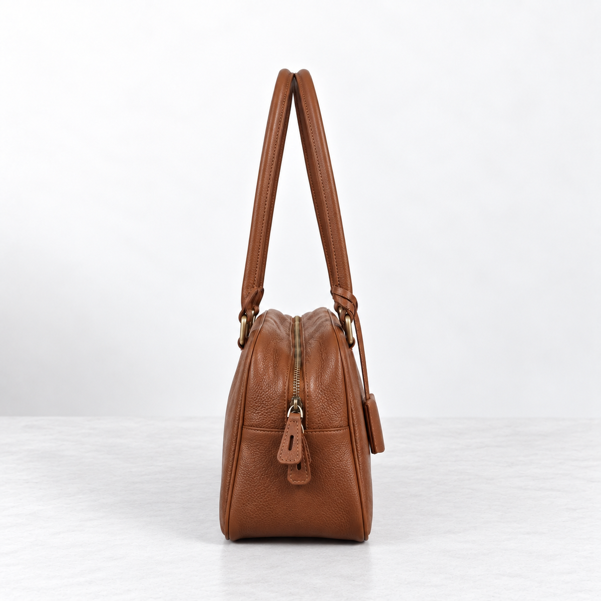 RENN Cowhide Leather Bowling Shoulder Bag