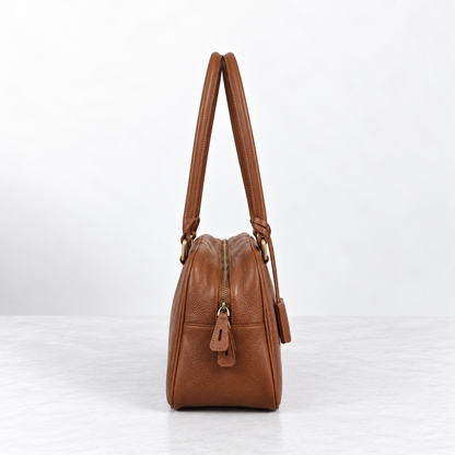 RENN Cowhide Leather Bowling Shoulder Bag