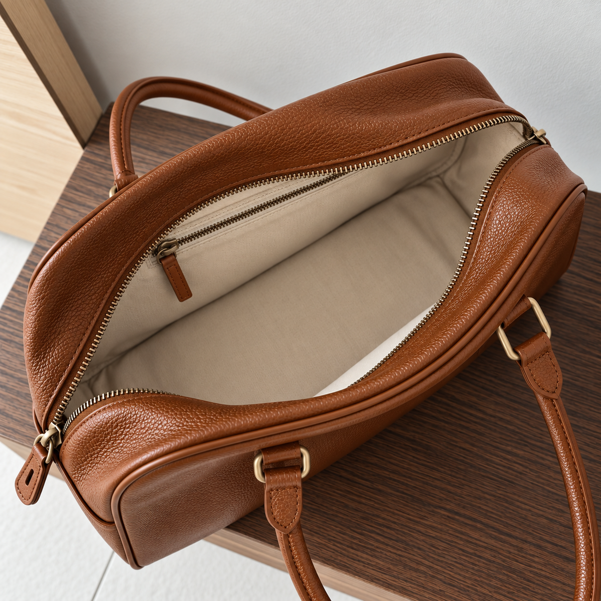 RENN Cowhide Leather Bowling Shoulder Bag