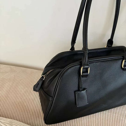 RENN Cowhide Leather Bowling Shoulder Bag