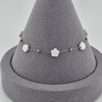 Delicate Ivory Blossom Bead Necklace & Bracelet Set