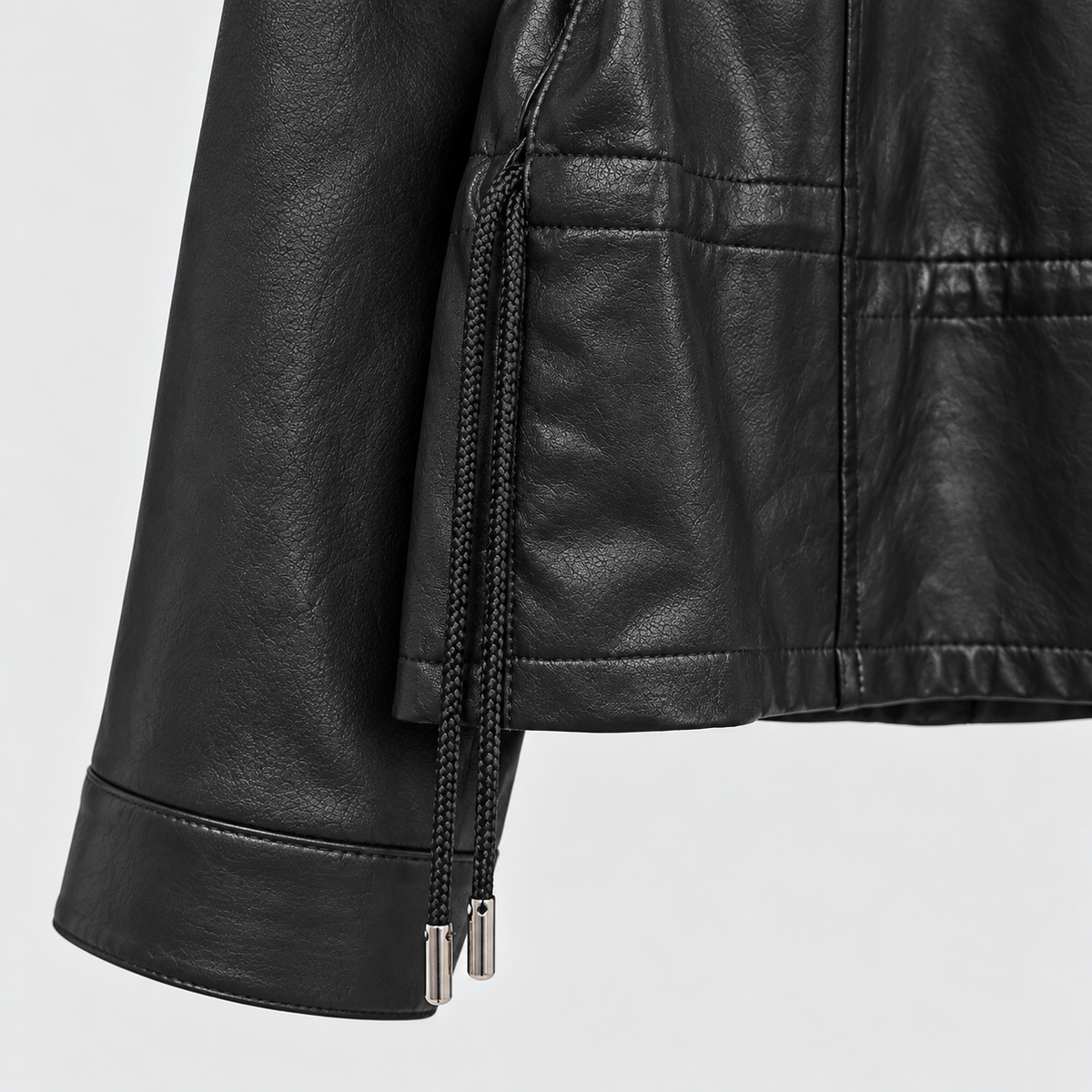 Refined Vegan Leather Drawstring Jacket – Women One Size