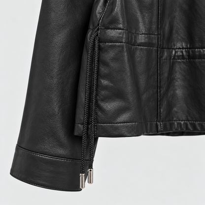 Refined Vegan Leather Drawstring Jacket – Women One Size