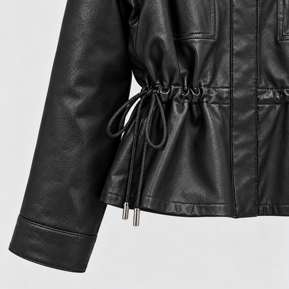 Refined Vegan Leather Drawstring Jacket – Women One Size