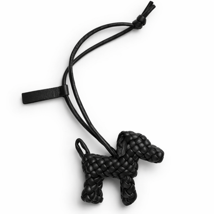 Hand-Braided Leather Dog Charm – Woven Bag Charm & Keychain