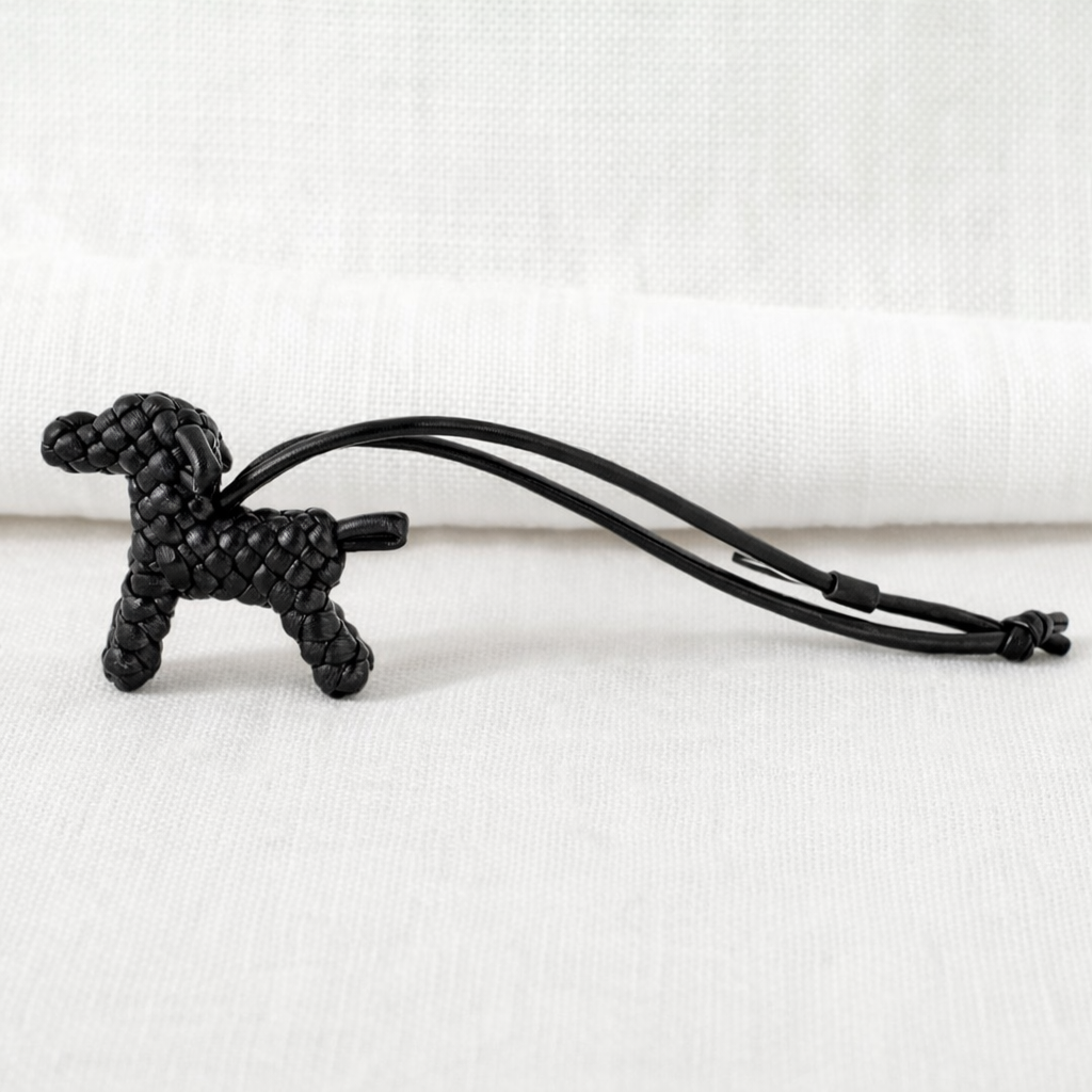 Hand-Braided Leather Dog Charm – Woven Bag Charm & Keychain