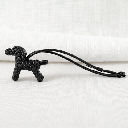 Hand-Braided Leather Dog Charm – Woven Bag Charm & Keychain
