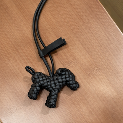 Hand-Braided Leather Dog Charm – Woven Bag Charm & Keychain