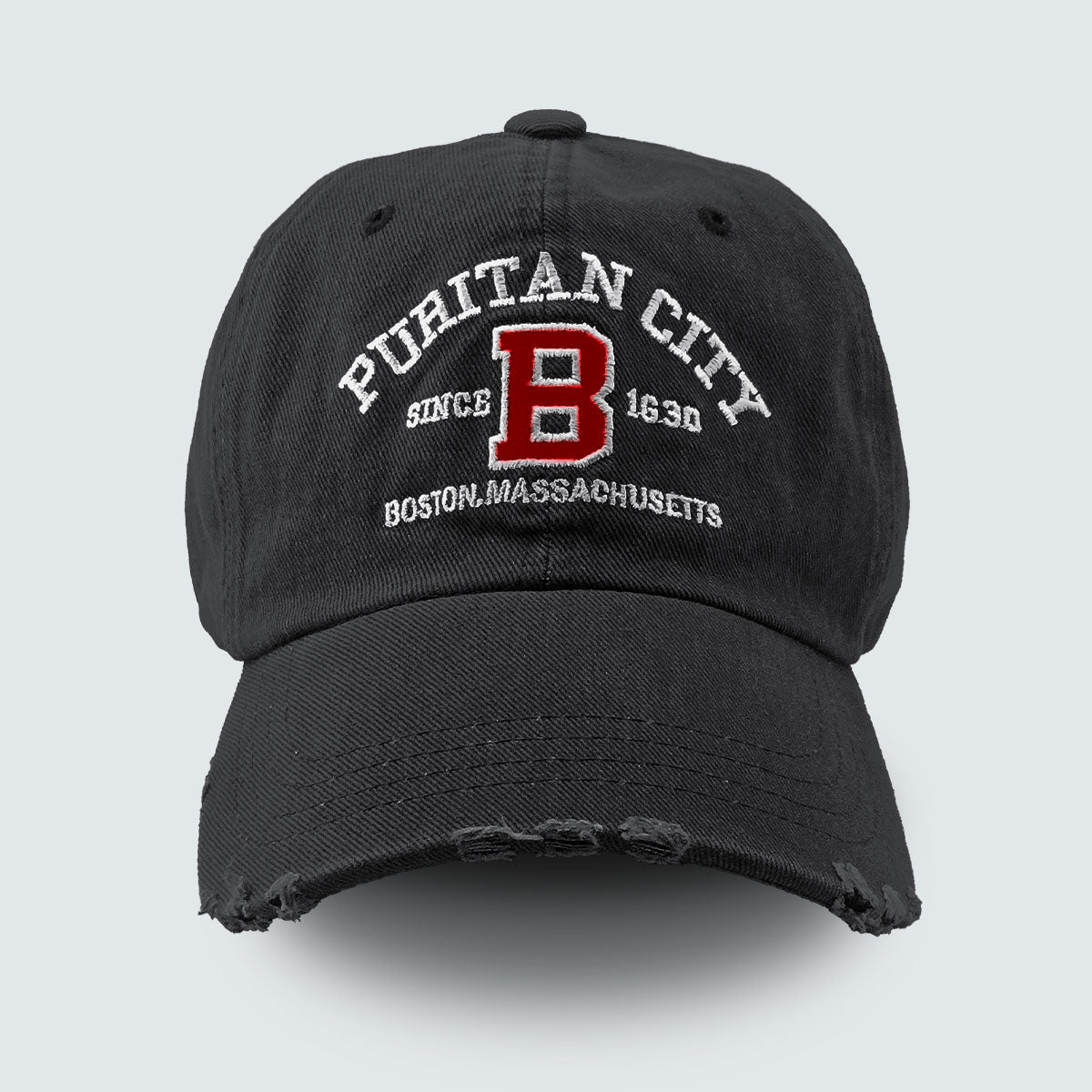 PURITAN CITY BOSTON Embroidered Distressed Cap – Mid Depth
