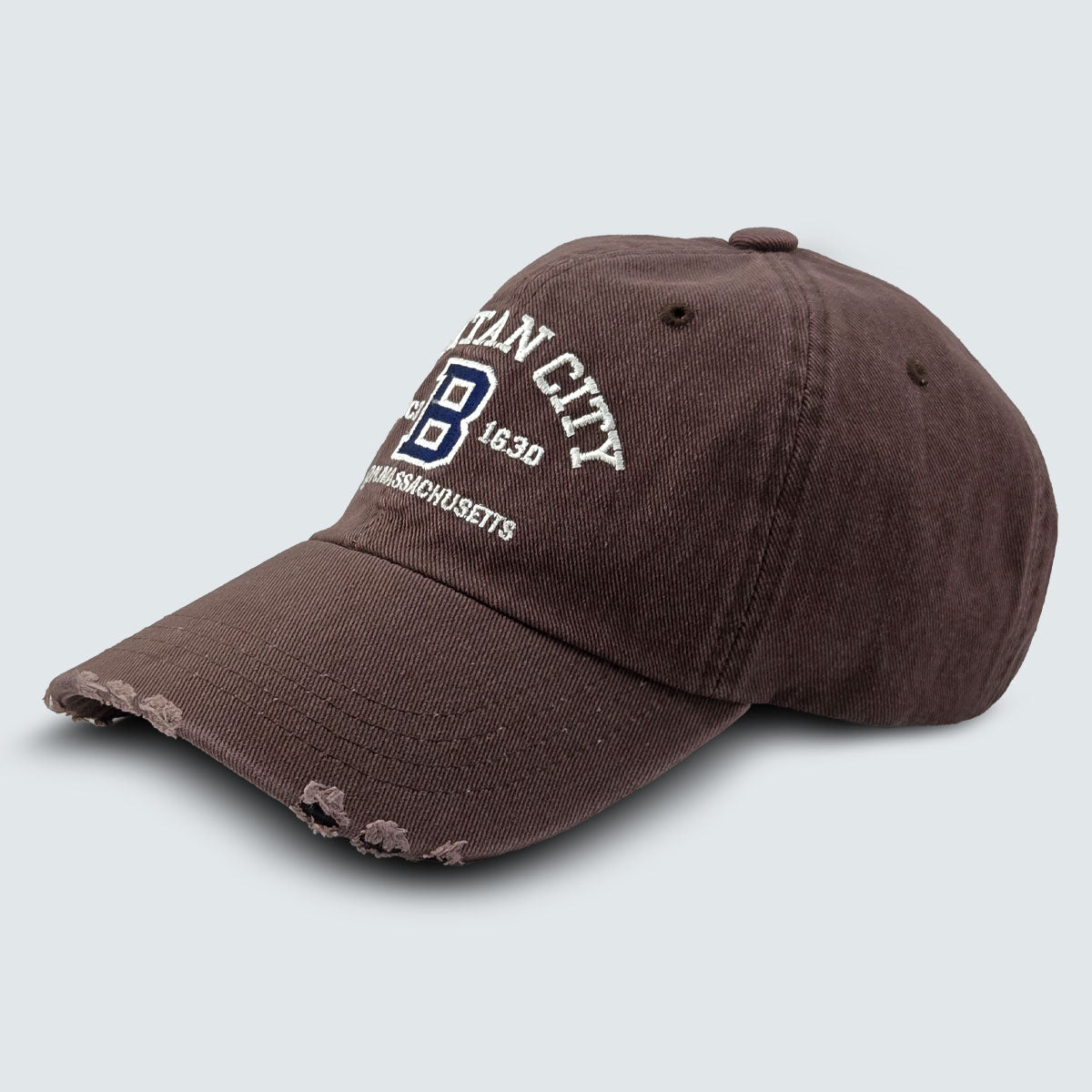 PURITAN CITY BOSTON Embroidered Distressed Cap – Mid Depth