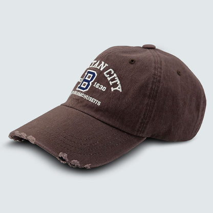 PURITAN CITY BOSTON Embroidered Distressed Cap – Mid Depth