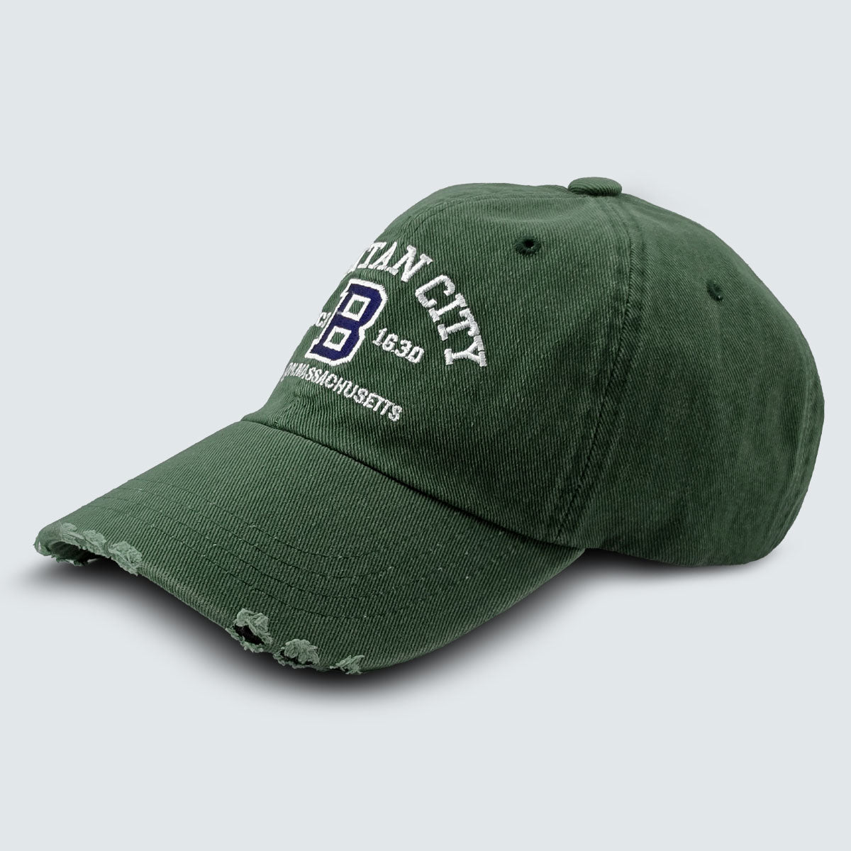 PURITAN CITY BOSTON Embroidered Distressed Cap – Mid Depth