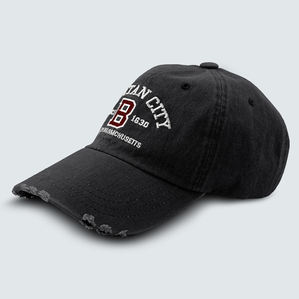 PURITAN CITY BOSTON Embroidered Distressed Cap – Mid Depth