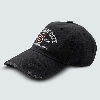 PURITAN CITY BOSTON Embroidered Distressed Cap – Mid Depth