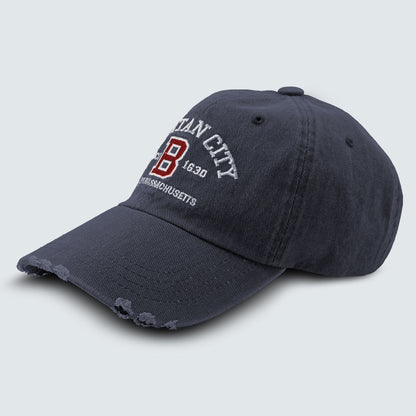 PURITAN CITY BOSTON Embroidered Distressed Cap – Mid Depth