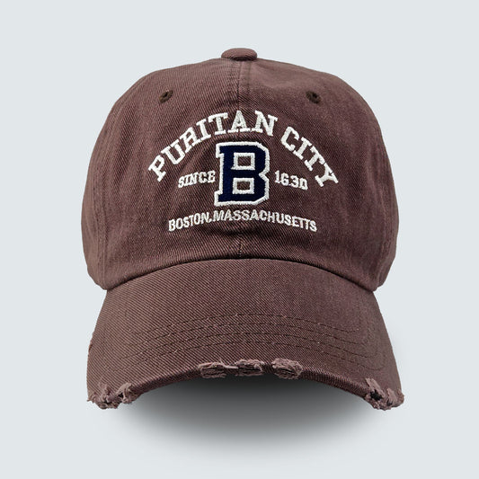 PURITAN CITY BOSTON Embroidered Distressed Cap – Mid Depth