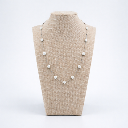 Delicate Ivory Blossom Bead Necklace & Bracelet Set