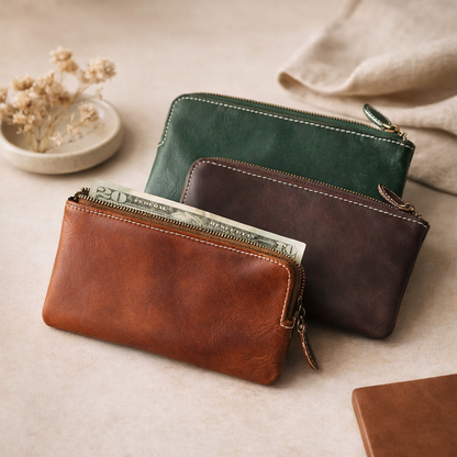 Slim Cowhide Long Wallet – Compact Design