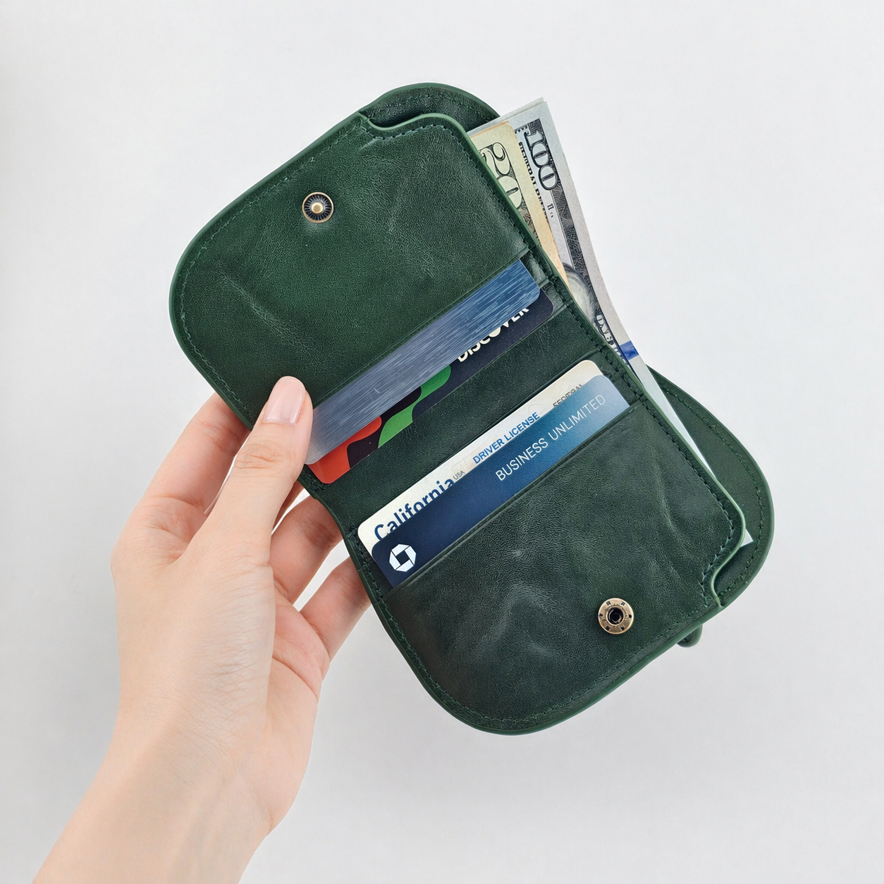 Half Moon Cowhide Leather Wallet