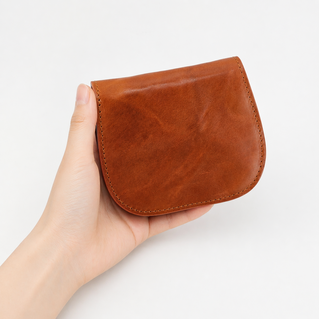Half Moon Cowhide Leather Wallet