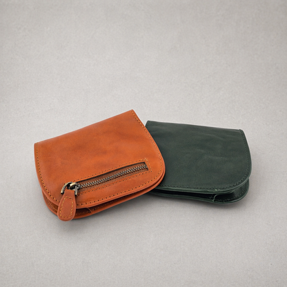 Half Moon Cowhide Leather Wallet